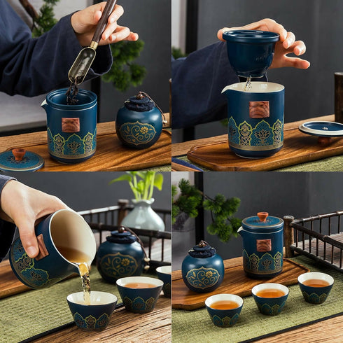 Portable Travel Tea Set with Suitcase